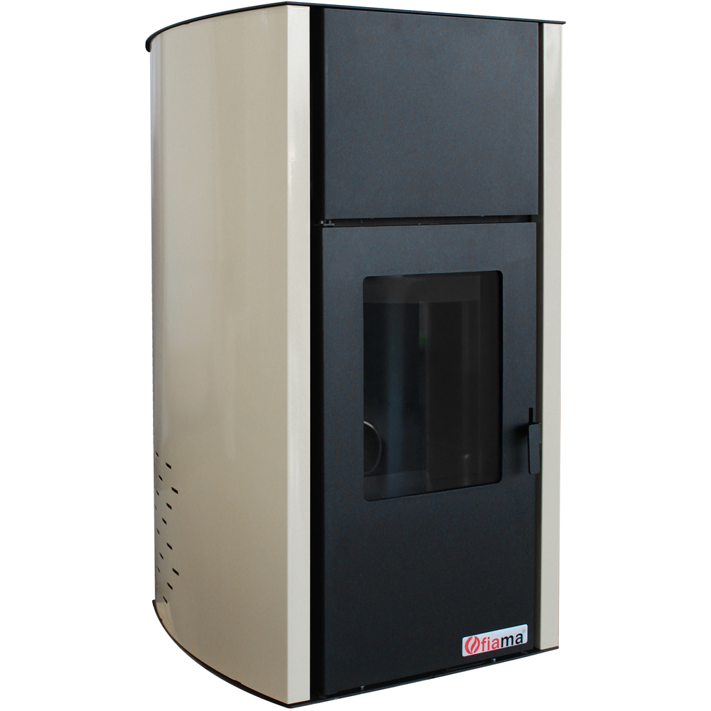 Termosemineu pe peleti FORNELLO Fiama Confort Ivory, 12 kW, 52 x 53 x 90 cm, negru-crem