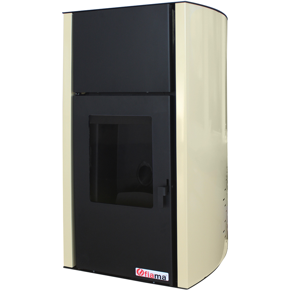 Termosemineu pe peleti FORNELLO Fiama Confort Ivory, 18 kW, 52 x 53 x 95 cm, negru-crem