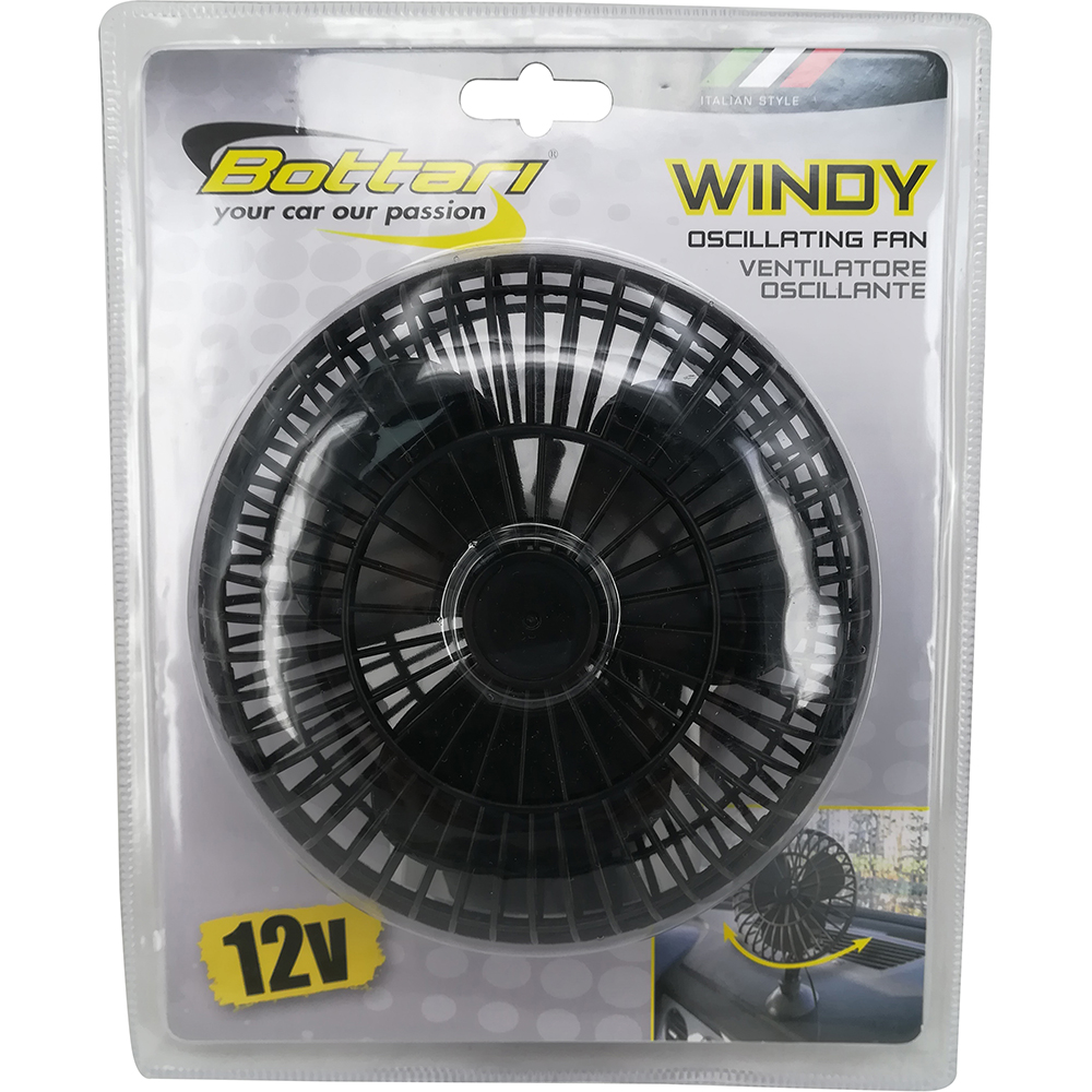 Ventilator auto BOTTARI Windy, 12V, 12 x 24 x 20cm, negru