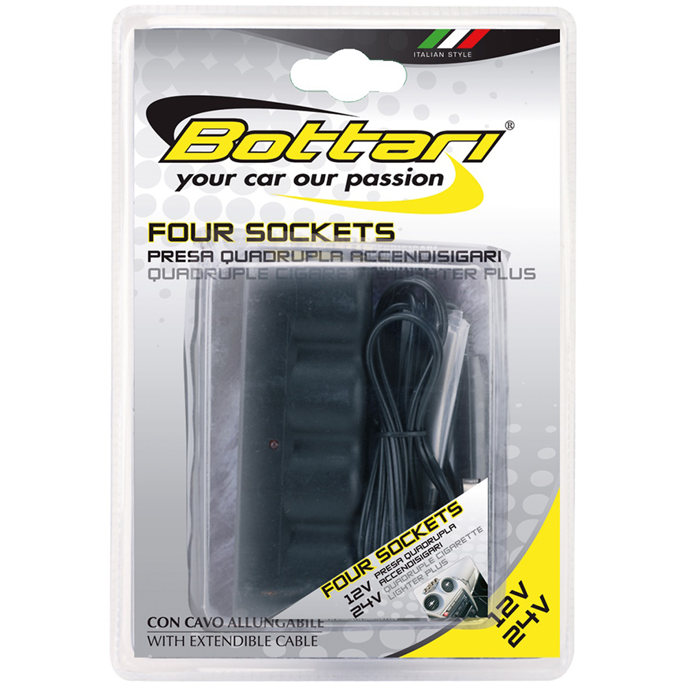 Splitter prize auto BOTTARI 30071, 12/24V, 4 prize, ABS, negru