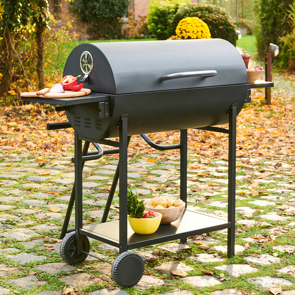 Gratar carbune Stockton KY1811D, 130 x 57 x 100.8 cm, 2 suprafete, negru