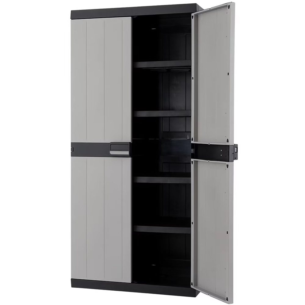 Dulap GOODHOME Links, plastic, 89 x 54 x 190 cm, gri-negru