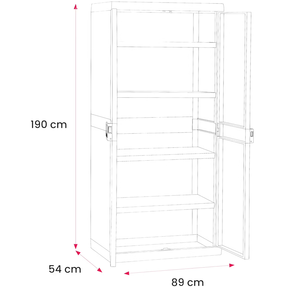 Dulap GOODHOME Links, plastic, 89 x 54 x 190 cm, gri-negru
