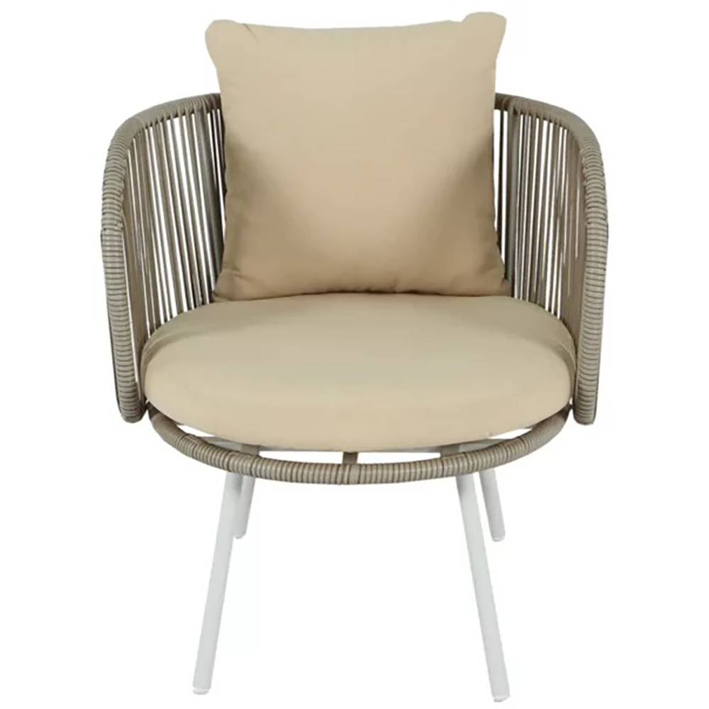 Set mobilier de balcon GOODHOME Nema, perne incluse, lemn si poliester, 3 piese, bej