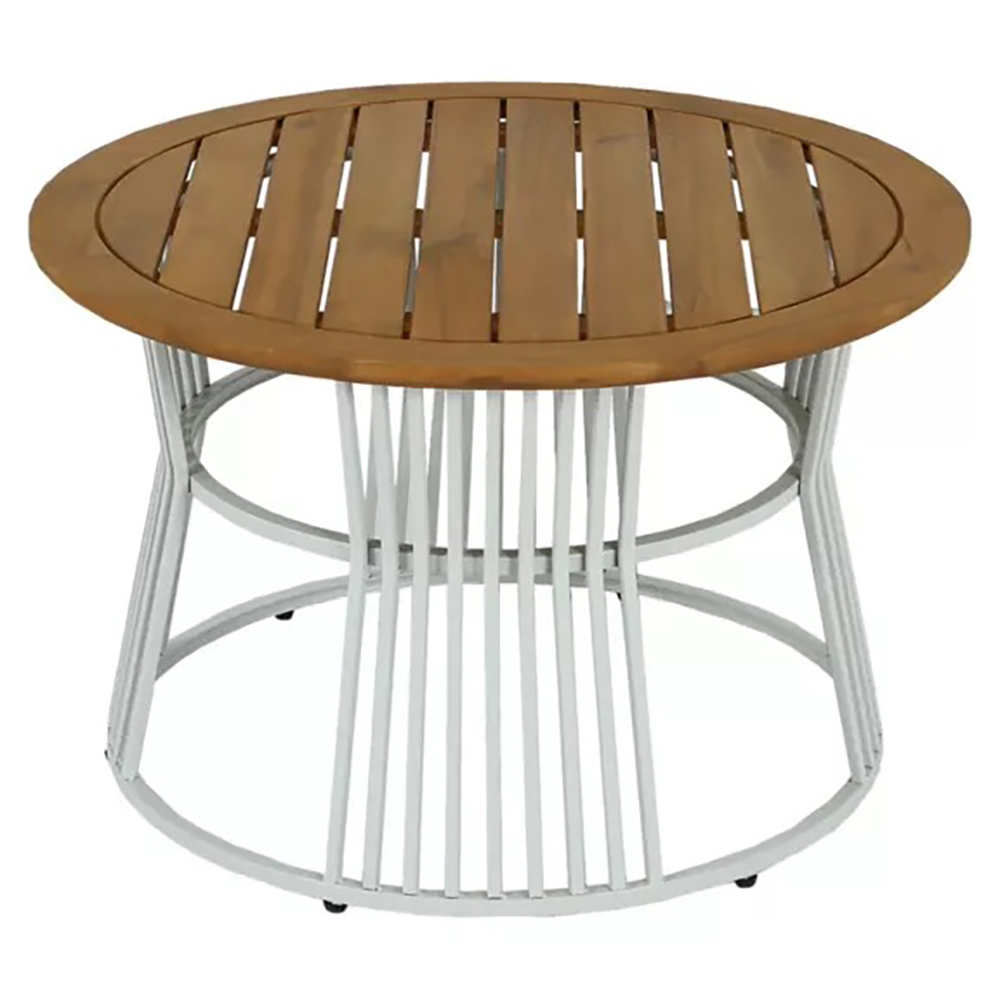 Set mobilier de balcon GOODHOME Nema, perne incluse, lemn si poliester, 3 piese, bej