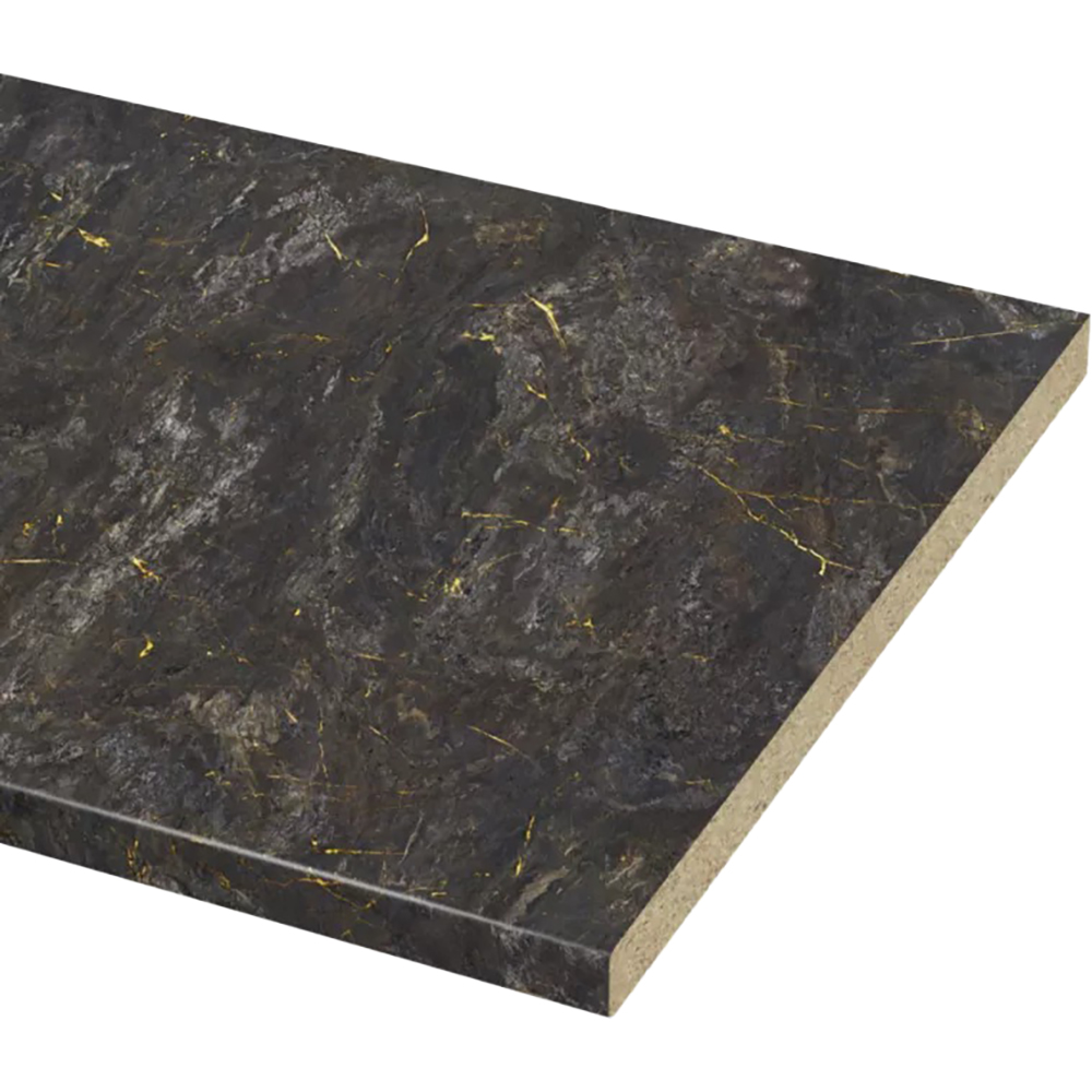 Blat bucatarie GOODHOME, 300 x 62 x 3.8 cm, PAL, negru/auriu marmura