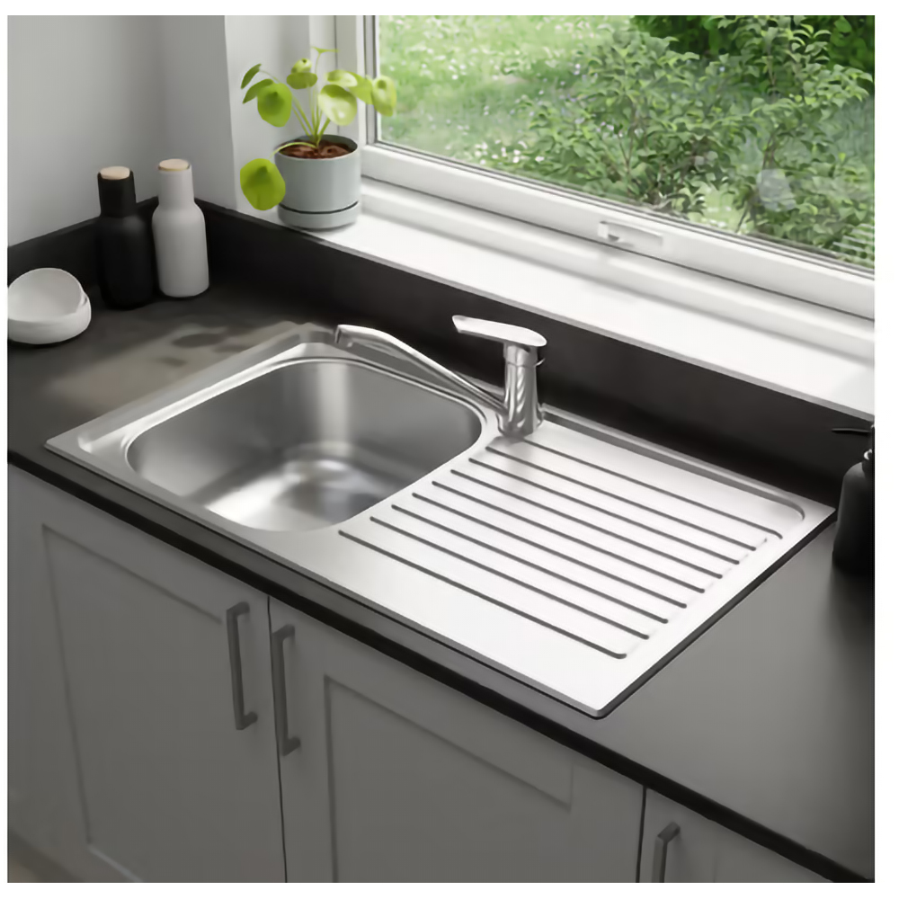 Chiuveta bucatarie Jabiri Linen, 1 cuva, picurator reversibil, 86 x 50 cm, inox