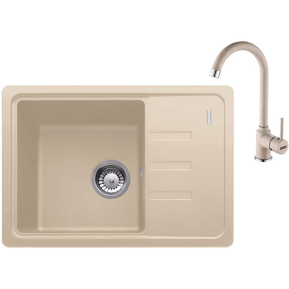 Pachet chiuveta FRANKE BSG 611-62, 1 cuva, picurator reversibil, compozit granit, baterie Novara Plus, avena