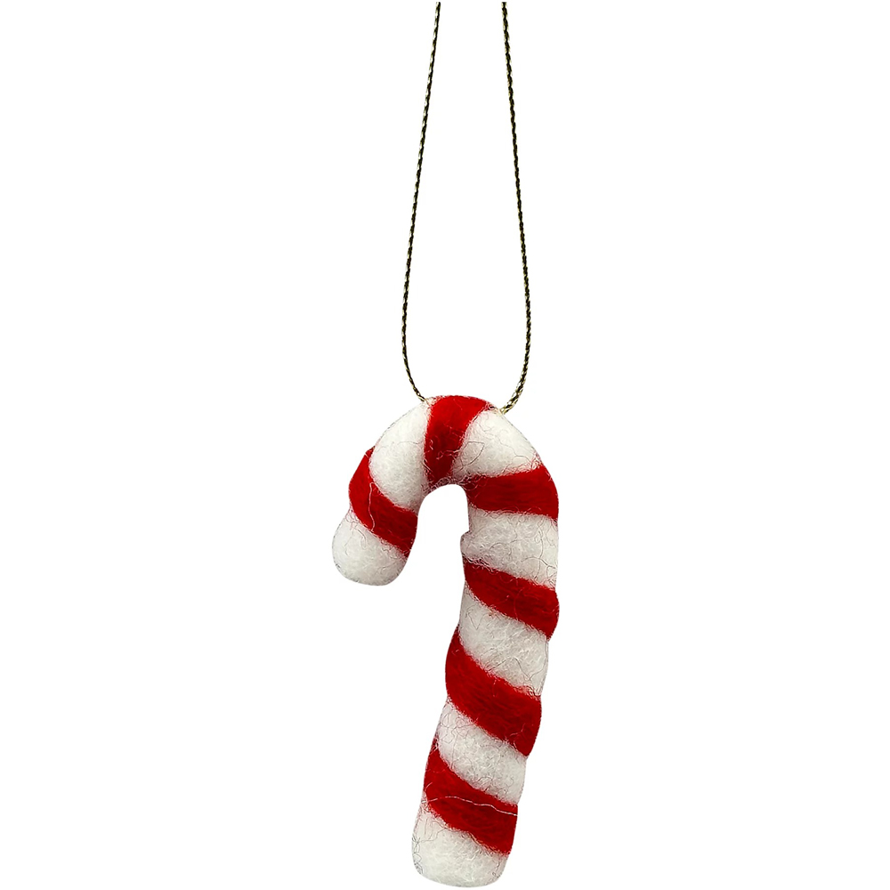 Decoratiune brad Baston de bomboane, 7.5 cm, rosu-alb