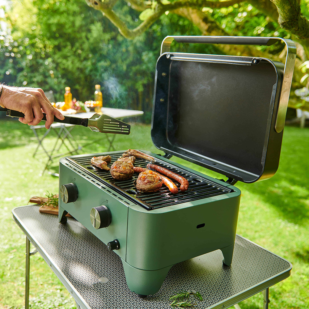 Gratar gaz GOODHOME Shelby Compact, 55 x 45cm, 1 suprafata, verde