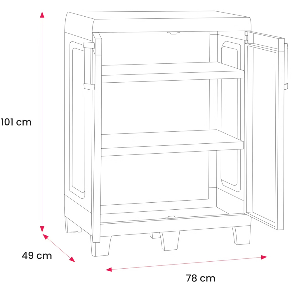 Dulap GOODHOME Major, plastic, 78 x 49 x 101 cm, gri deschis