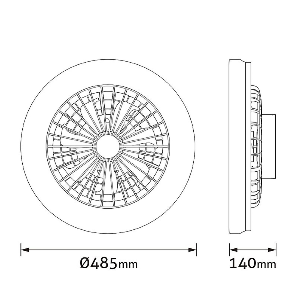 Plafoniera LED cu ventilator 24W AVIDE Wanda-B, 24W, 5200lm, 485mm, 3000K, 4000K, 6500K, negru