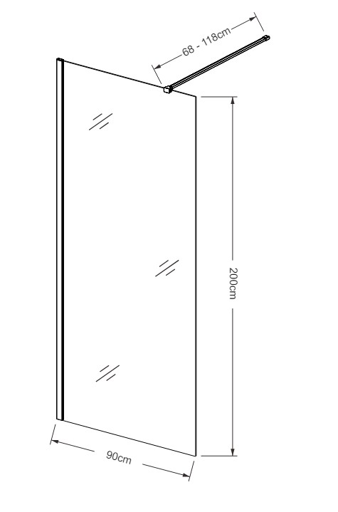 Paravan dus walk-in SANOTECHNIK GF90, aluminiu, 90 x 200 cm, sticla securizata transparenta 6mm, profil auriu