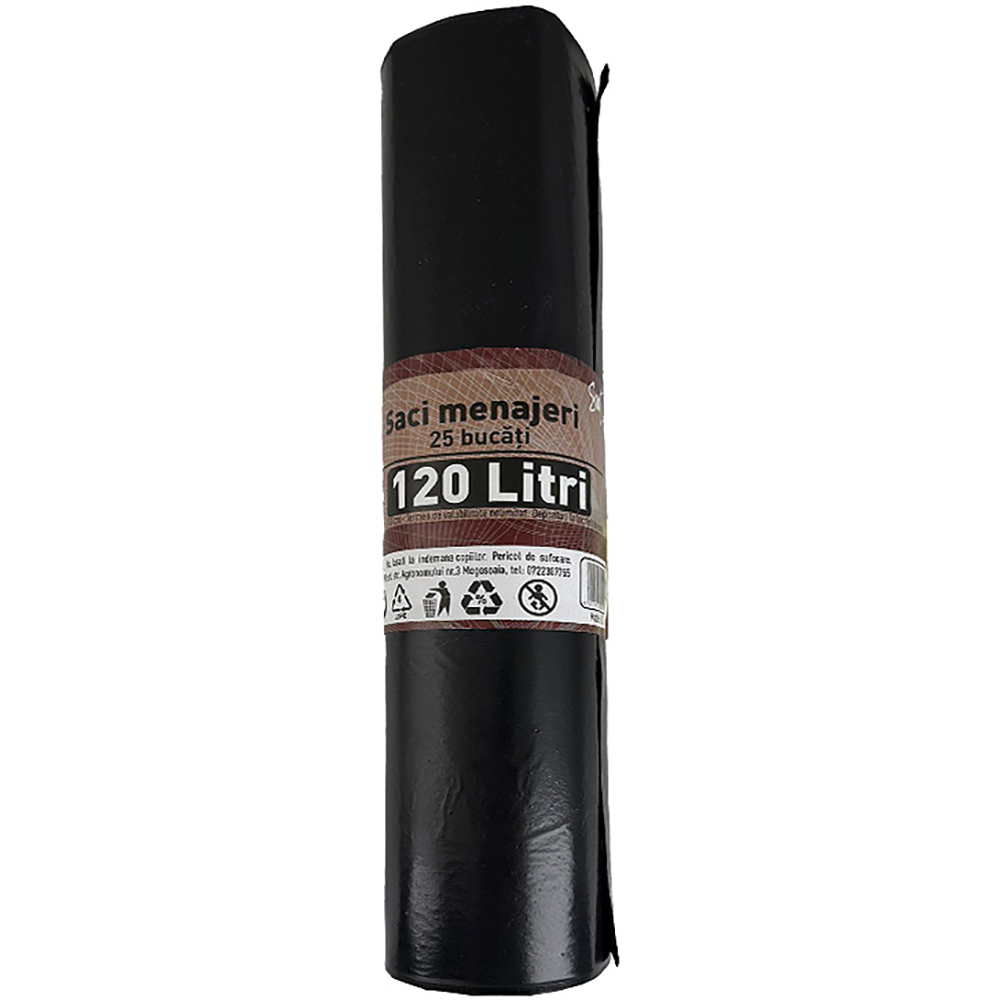 Saci menajeri, 25 bucati, 120 l, negru