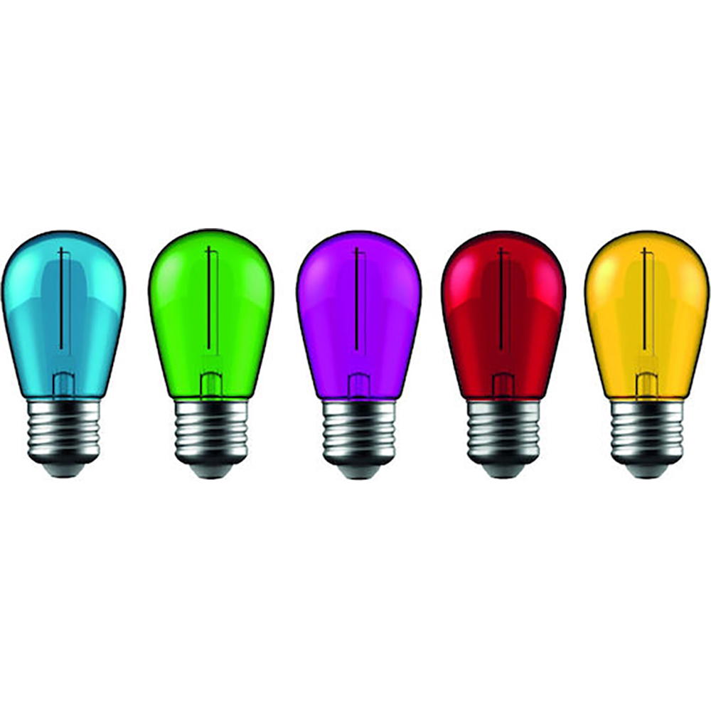 Set 5 becuri LED AVIDE, E27, 1W, 50lm, 5 culori