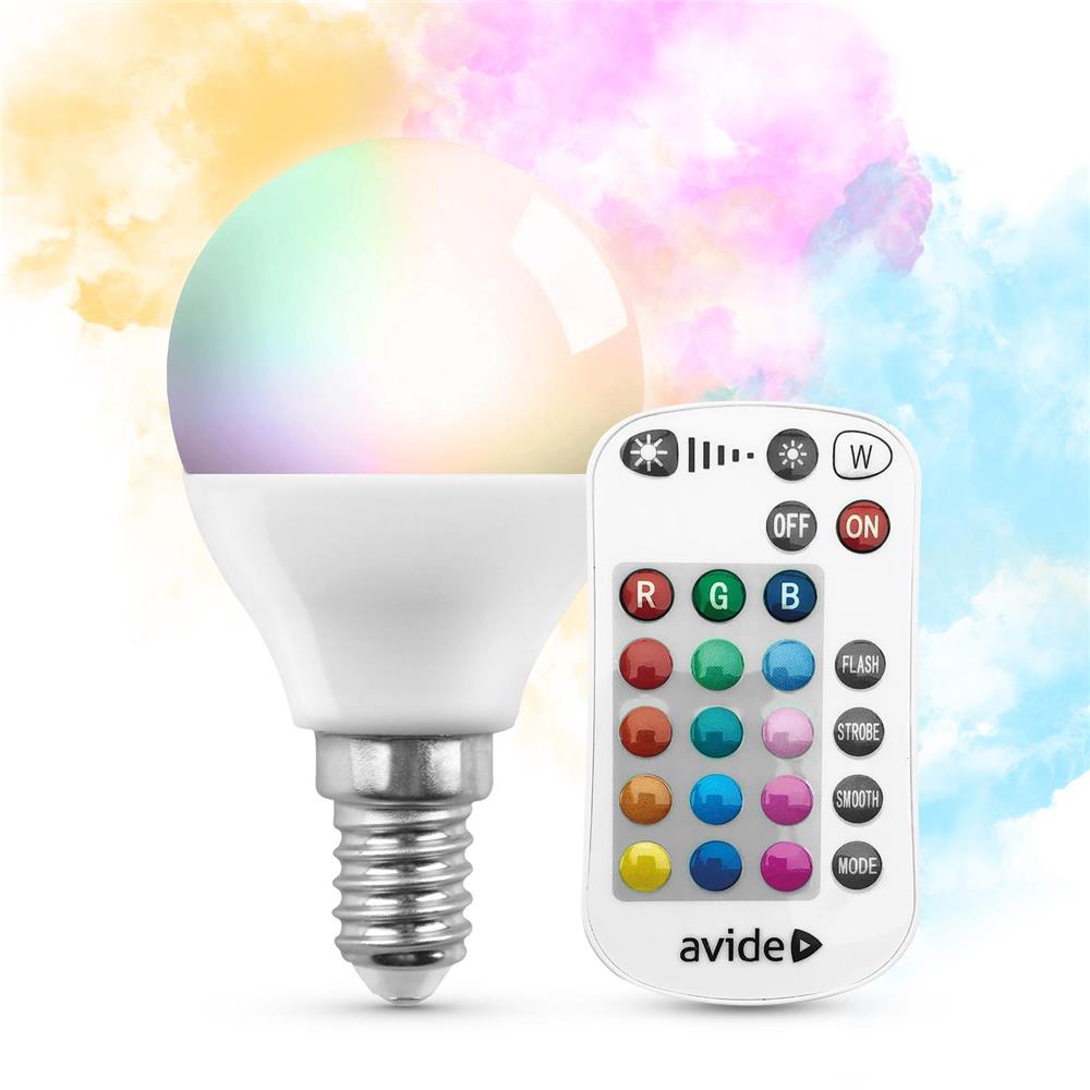 Bec LED smart AVIDE ASMG14RGBW-4.9W-RC, E14, 4.9W, 470lm, 2700K