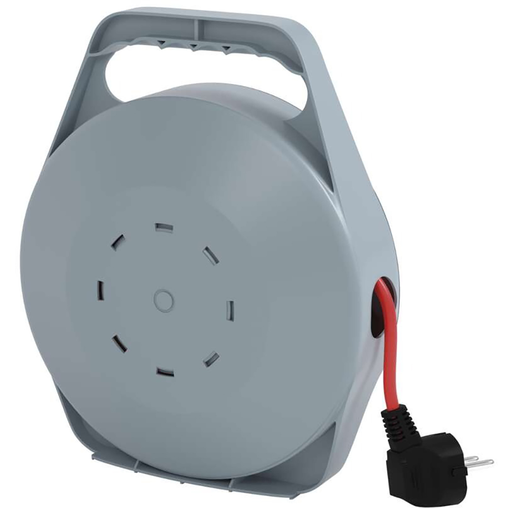 Prelungitor cu rola Emos, 4 prize Schuko, 10 m, 1mm2, 2300W, 230V, IP20, PVC, gri