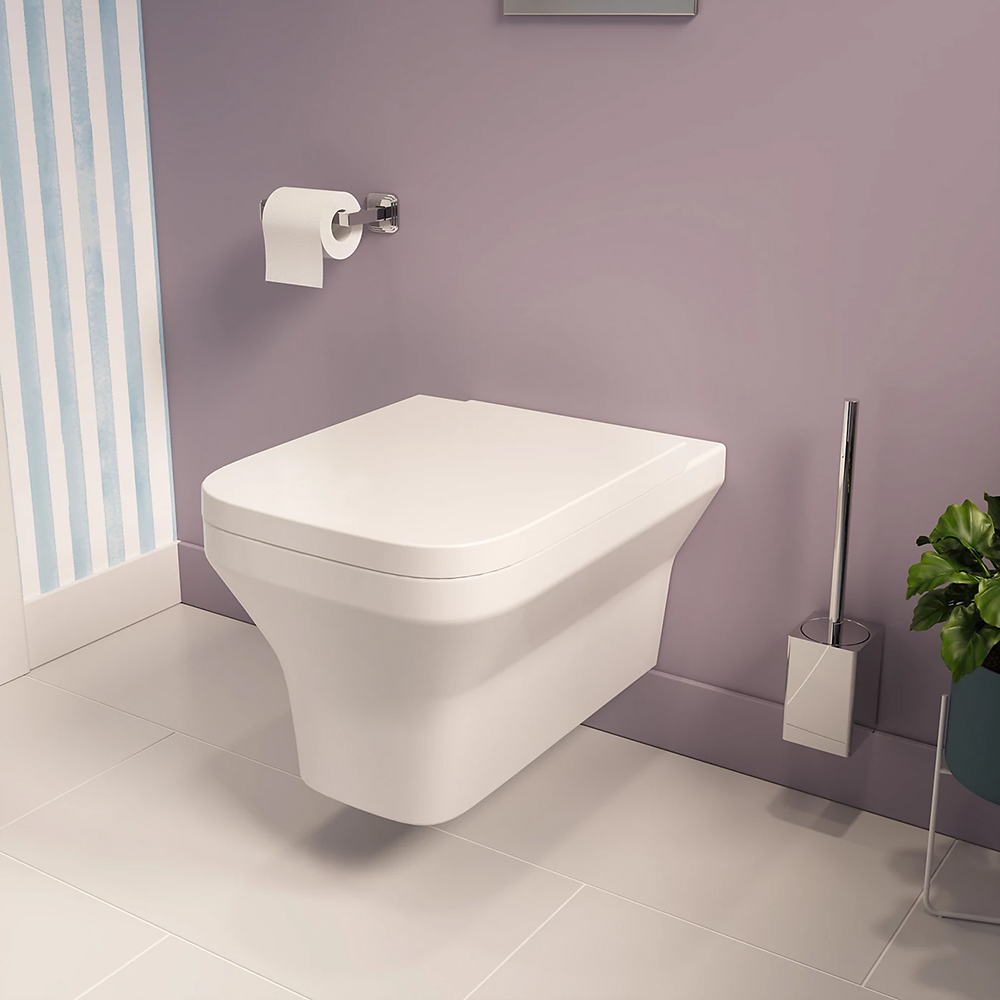 Vas WC suspendat GOODHOME Teesta, ceramica, capac duroplast, inchidere lenta, 36 x 53 x 35 cm, alb