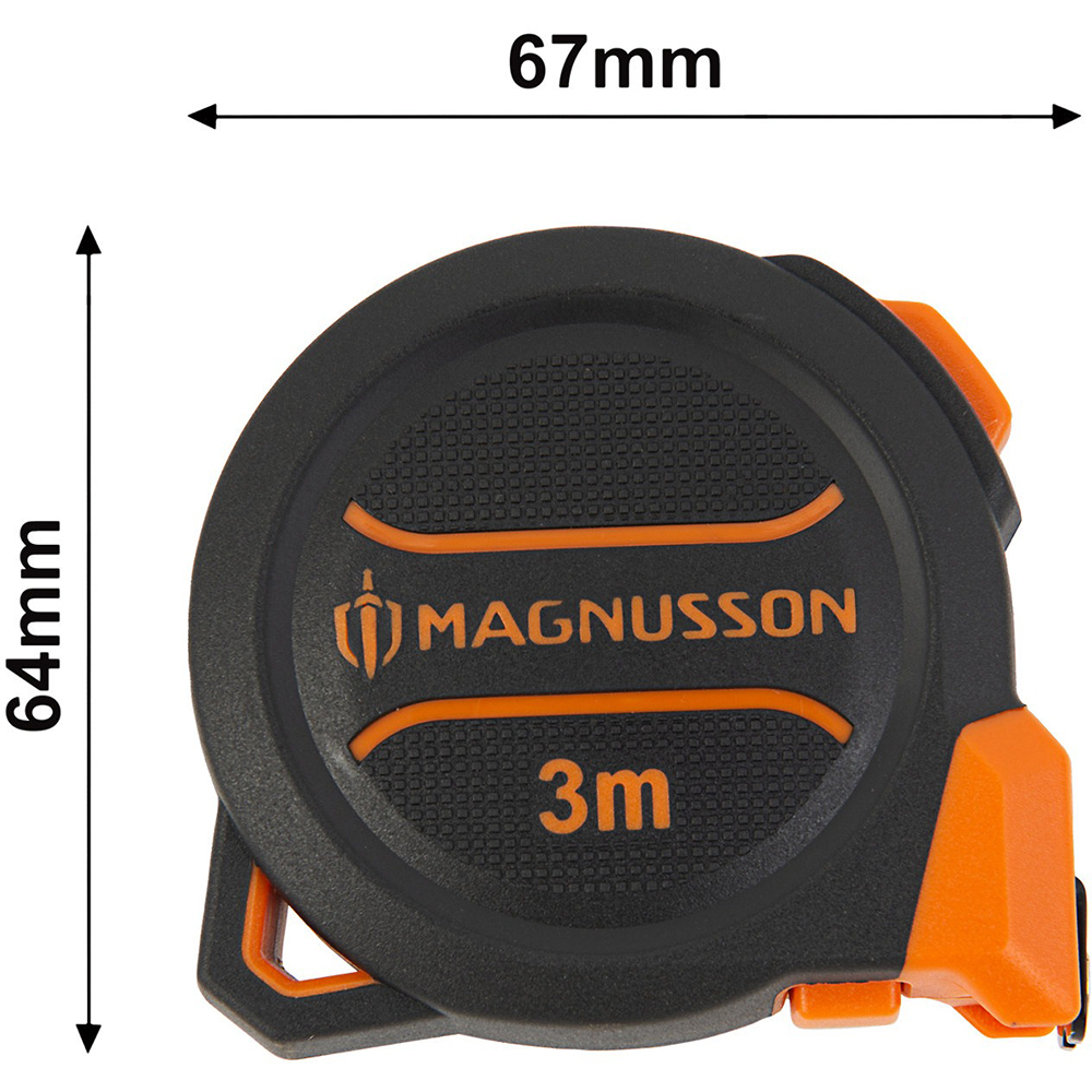 Ruleta magnetica MAGNUSSON, plastic ABS, 3 m, negru-portocaliu