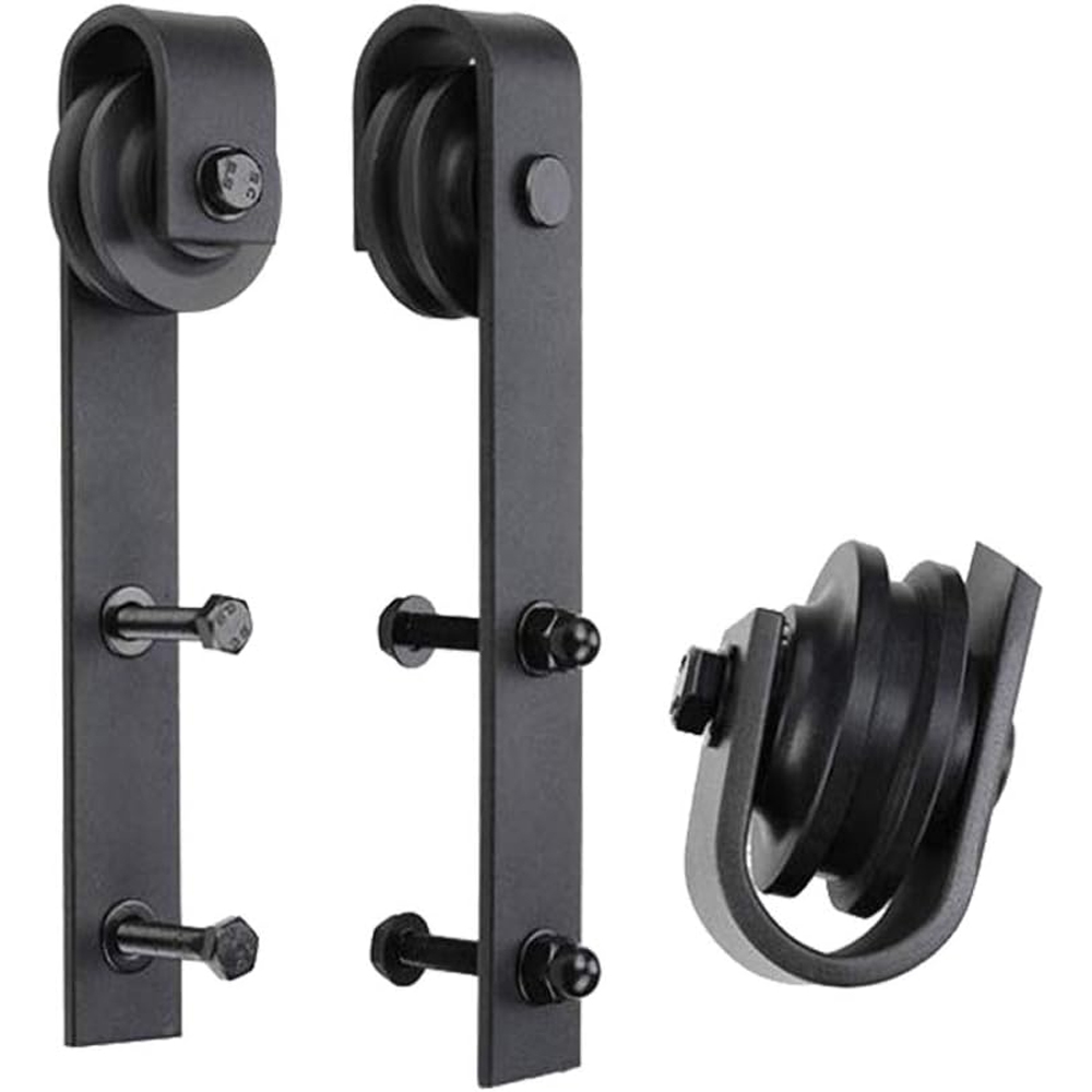 Sistem culisare usa interior, otel, 183 cm, negru