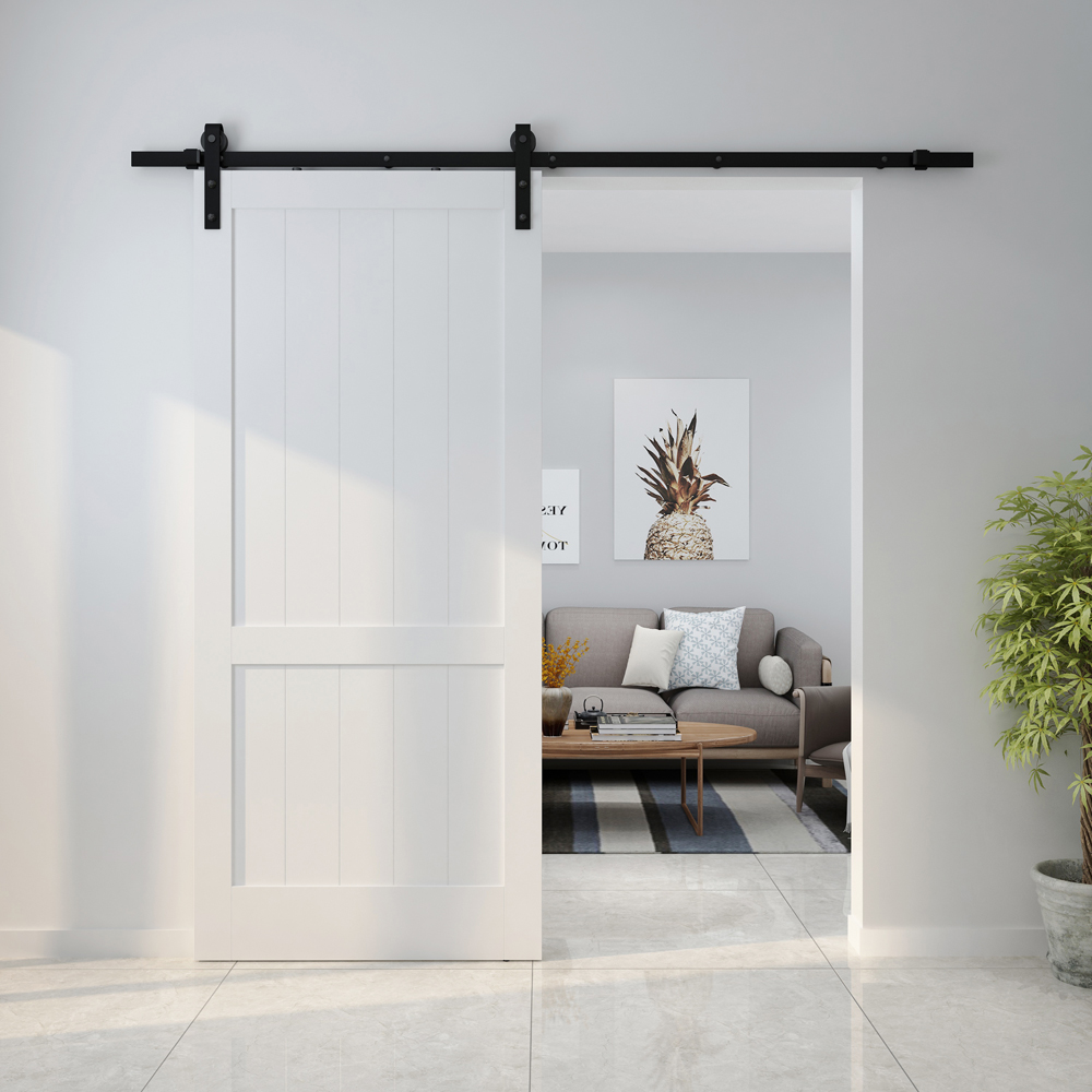 Sistem culisare usa interior, otel, 183 cm, negru