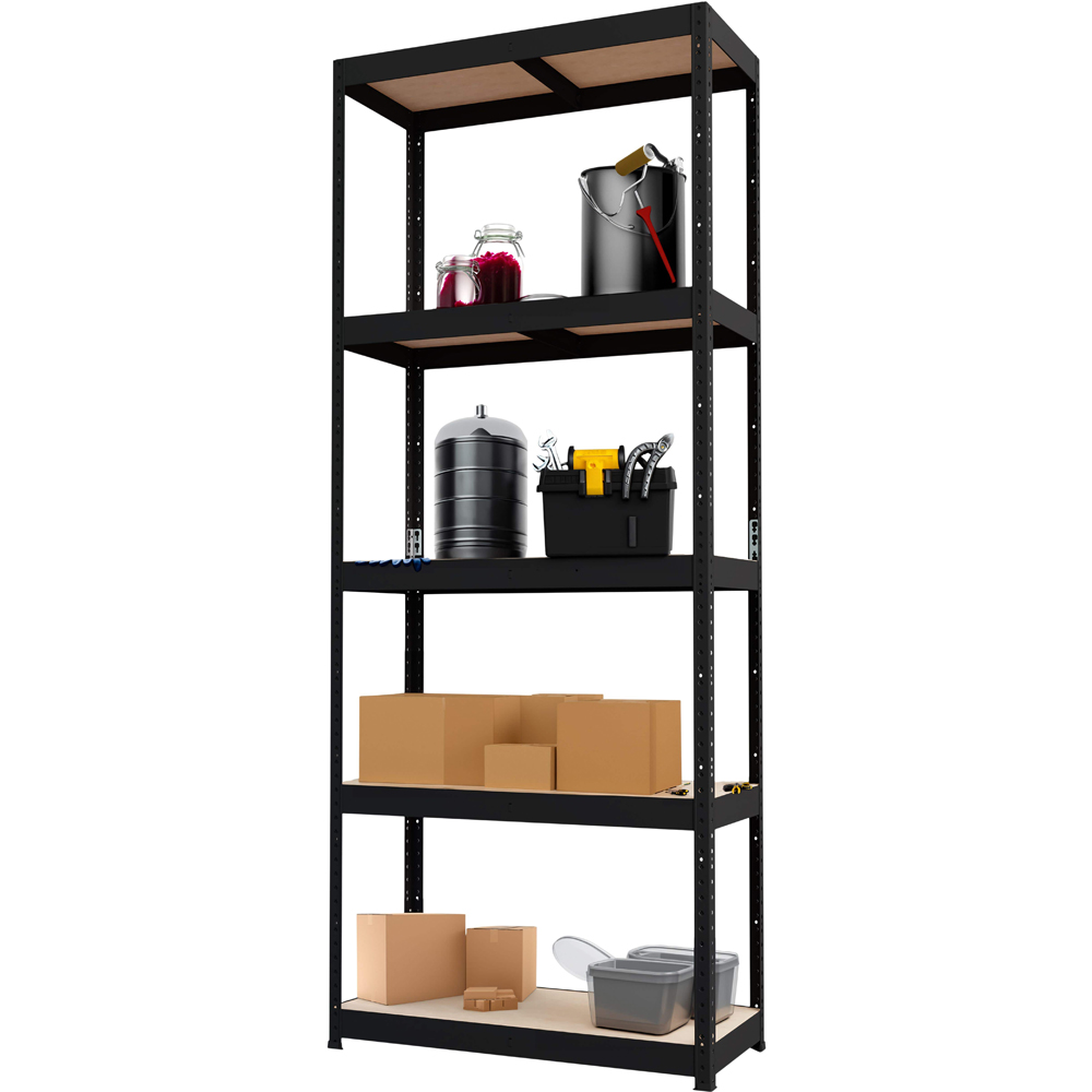 Raft atelier GOODHOME Ryle, metal, 75 x 35 x 179 cm, 100 kg/polita, negru