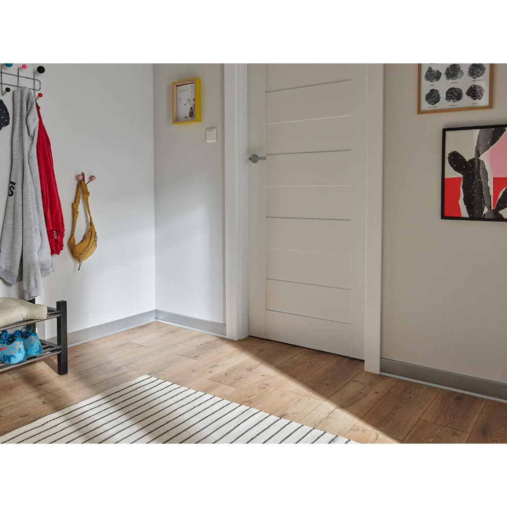 Plinta parchet VILO Linela, PVC, 200 x 8 x 1.6 cm, gri deschis