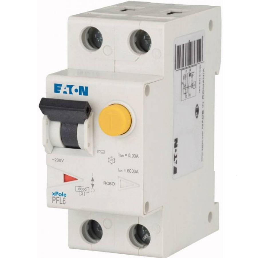 Siguranta diferentiala Eaton PFL6-32/1N/C/003, 1Pn, 32A, 6Ka, 30Ma, C