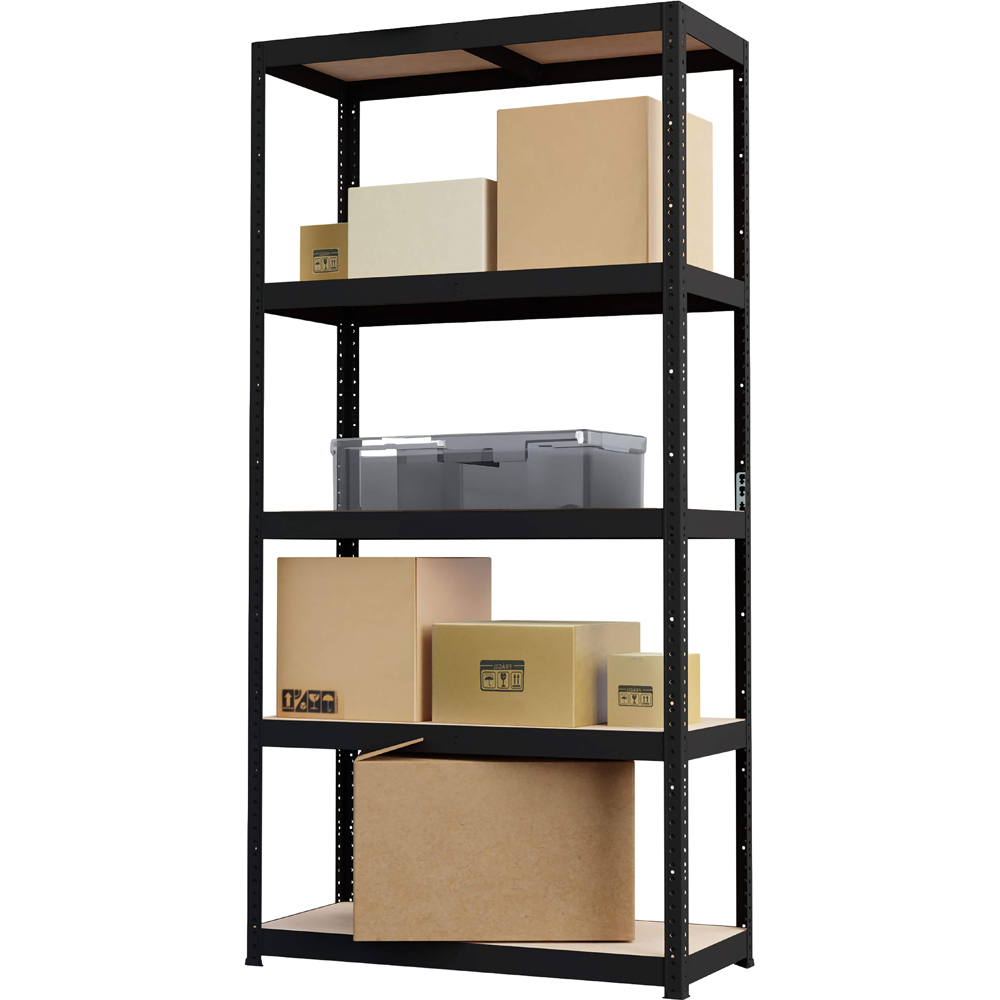 Raft atelier GOODHOME Ryle, metal, 90 x 40 x 179 cm, 100 kg/polita, negru