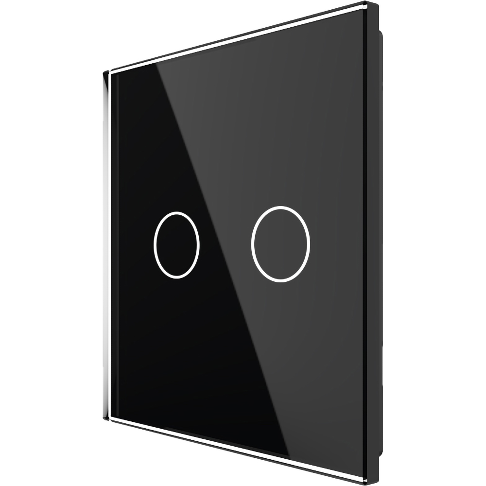 Panou sticla LIVOLO VL-P702-2B, intrerupator dublu, negru