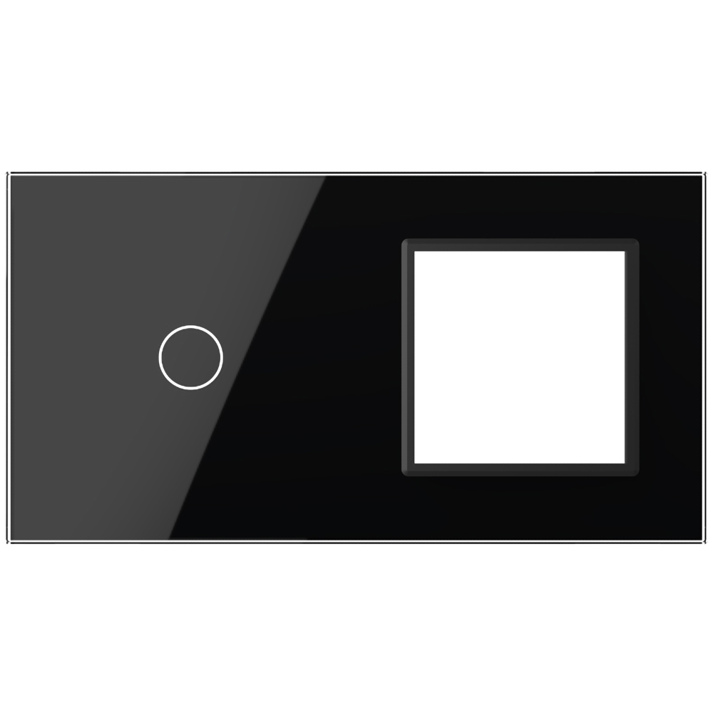 Panou sticla LIVOLO VL-P701/E-4B, intrerupator touch + rama , negru