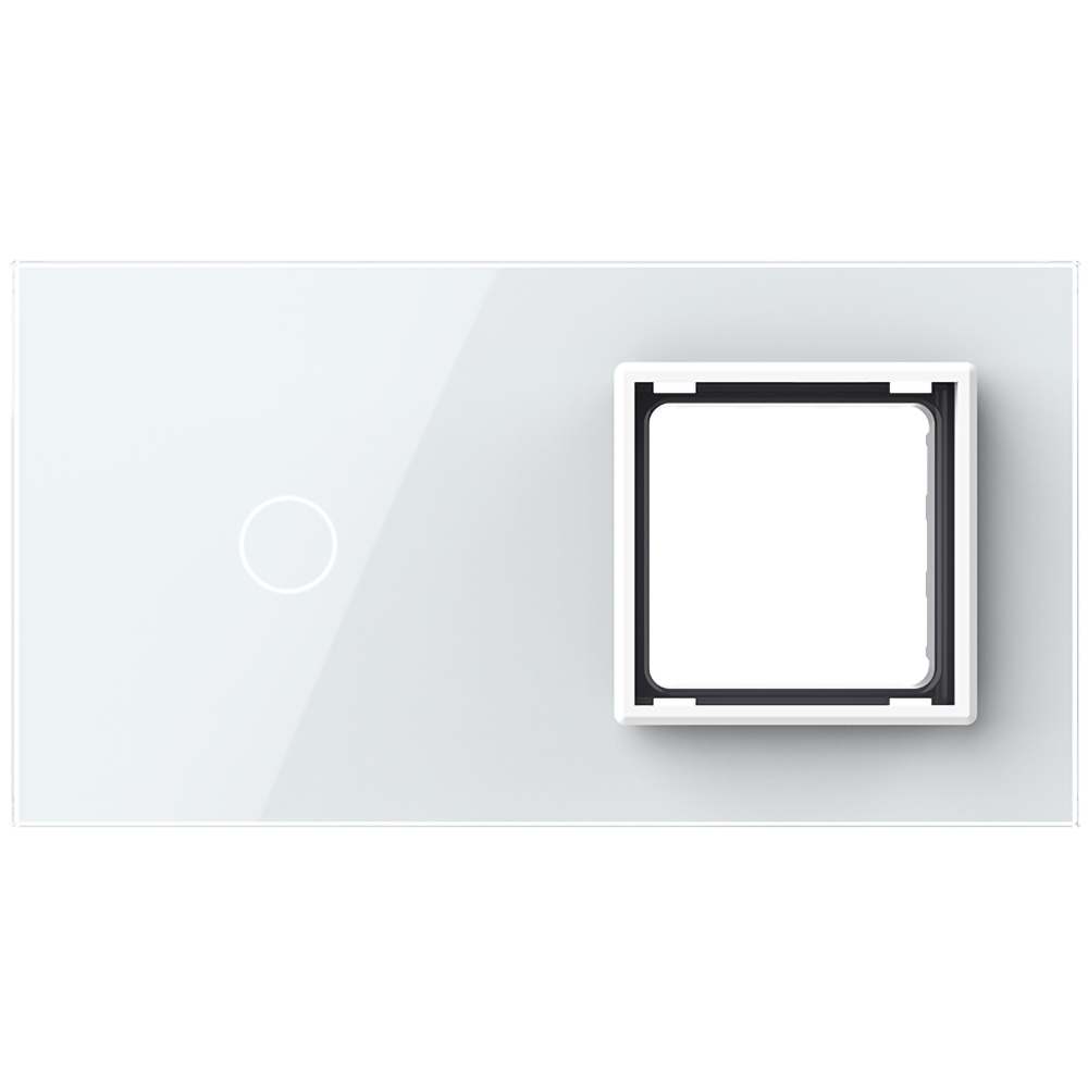 Panou sticla LIVOLO VL-P701/E-4W, intrerupator touch + rama, alb