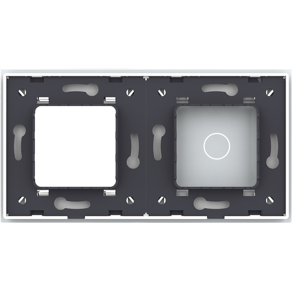 Panou sticla LIVOLO VL-P701/E-4W, intrerupator touch + rama, alb