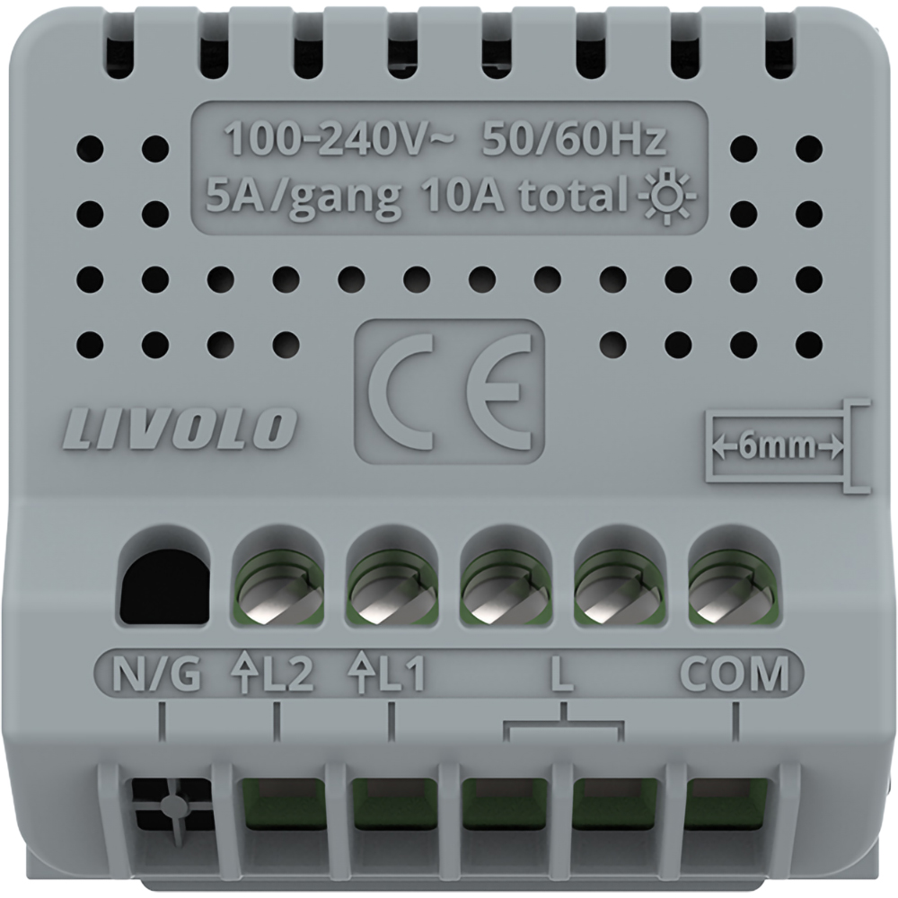 Modul intrerupator dublu cap-scara LIVOLO, 5A, gri