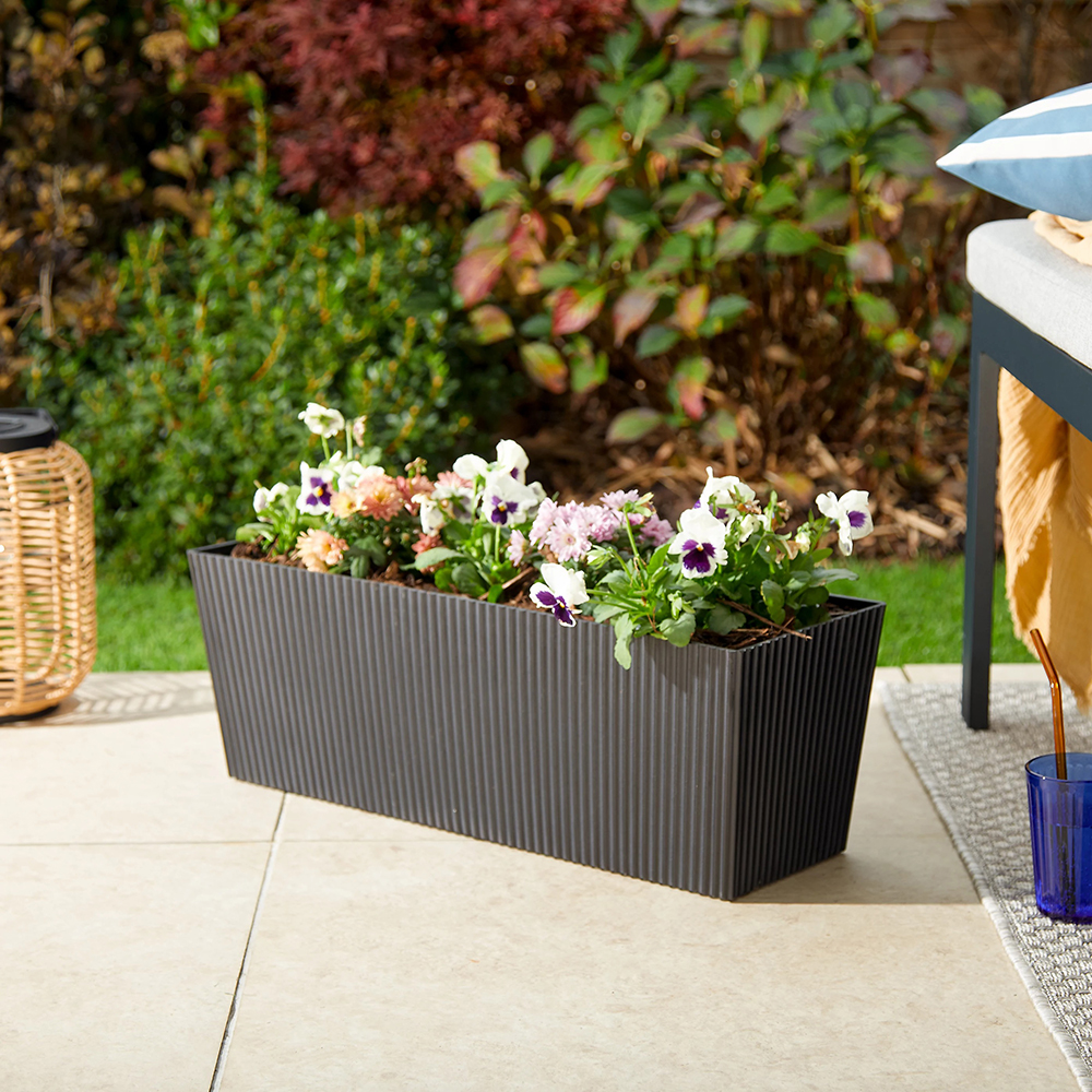 Jardiniera flori VERVE, plastic, 60 x 12 cm, negru