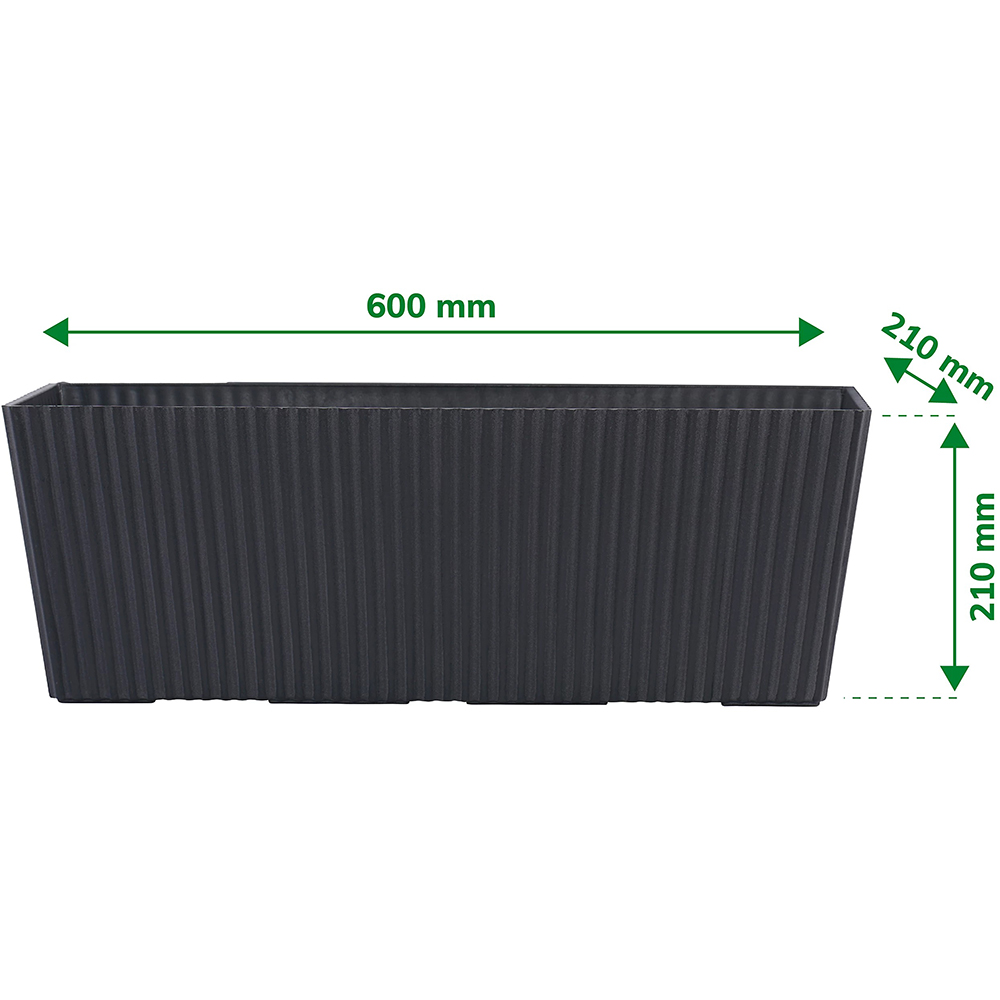 Jardiniera flori VERVE, plastic, 60 x 12 cm, negru