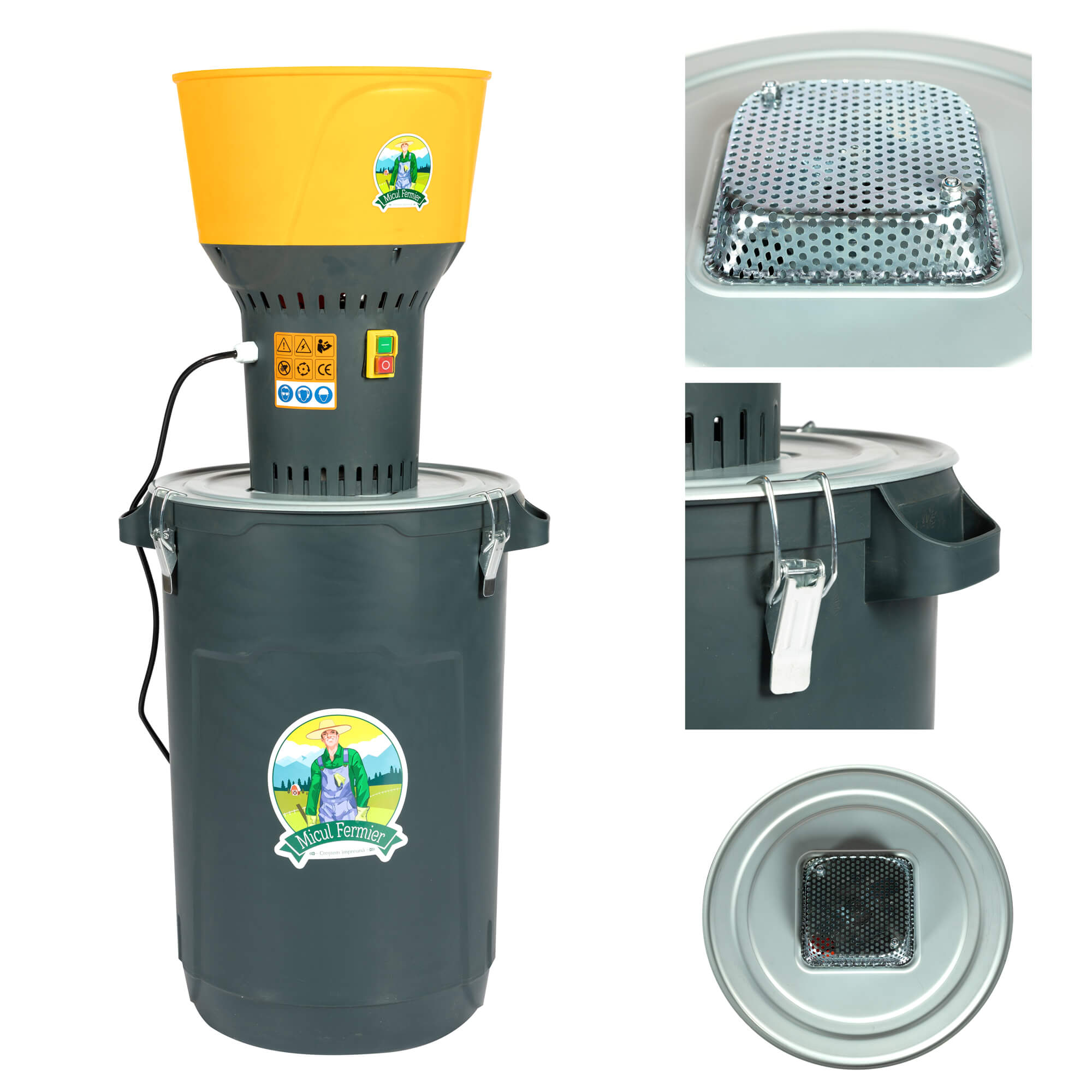 Moara cereale electrica Micul Fermier, 1.3 kW, 19000 rpm, galeata plastic 60 L