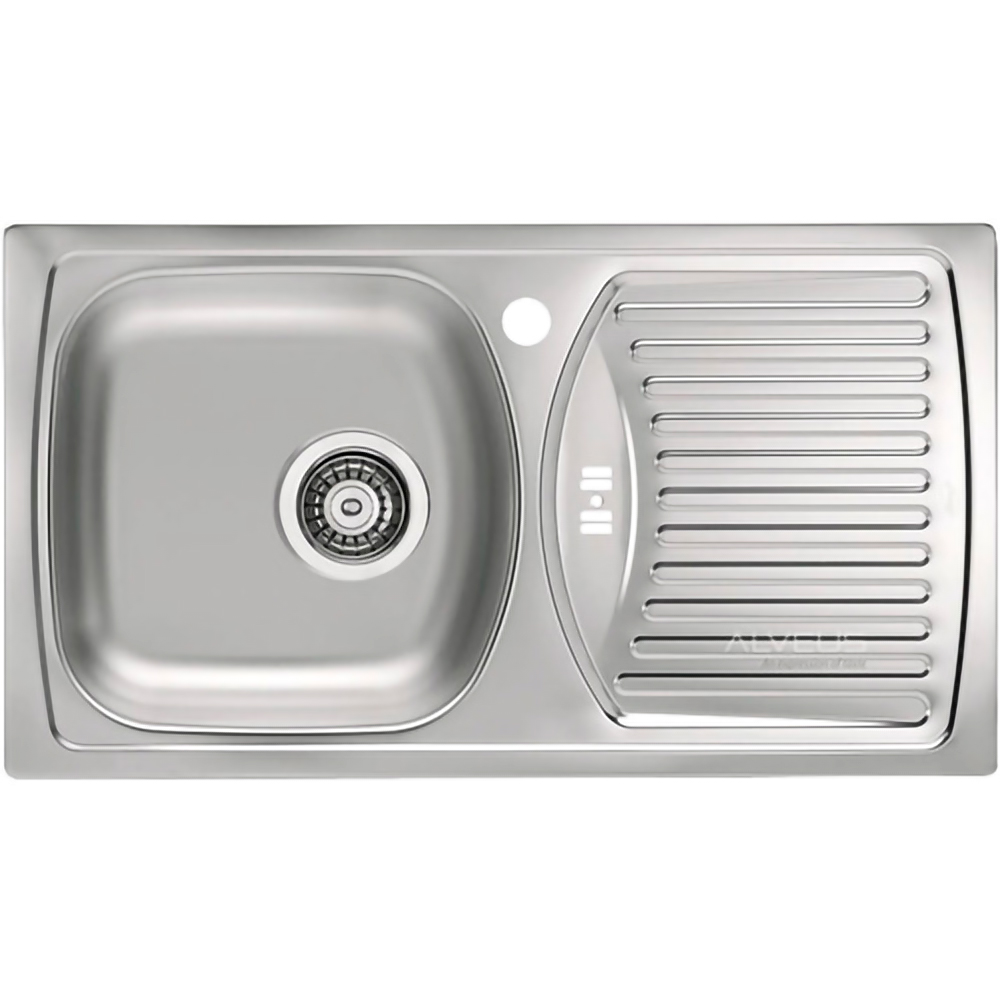 Chiuveta bucatarie ALVEUS Basic 150 Leinen, 1 cuva, picurator dreapta, inox, argintiu