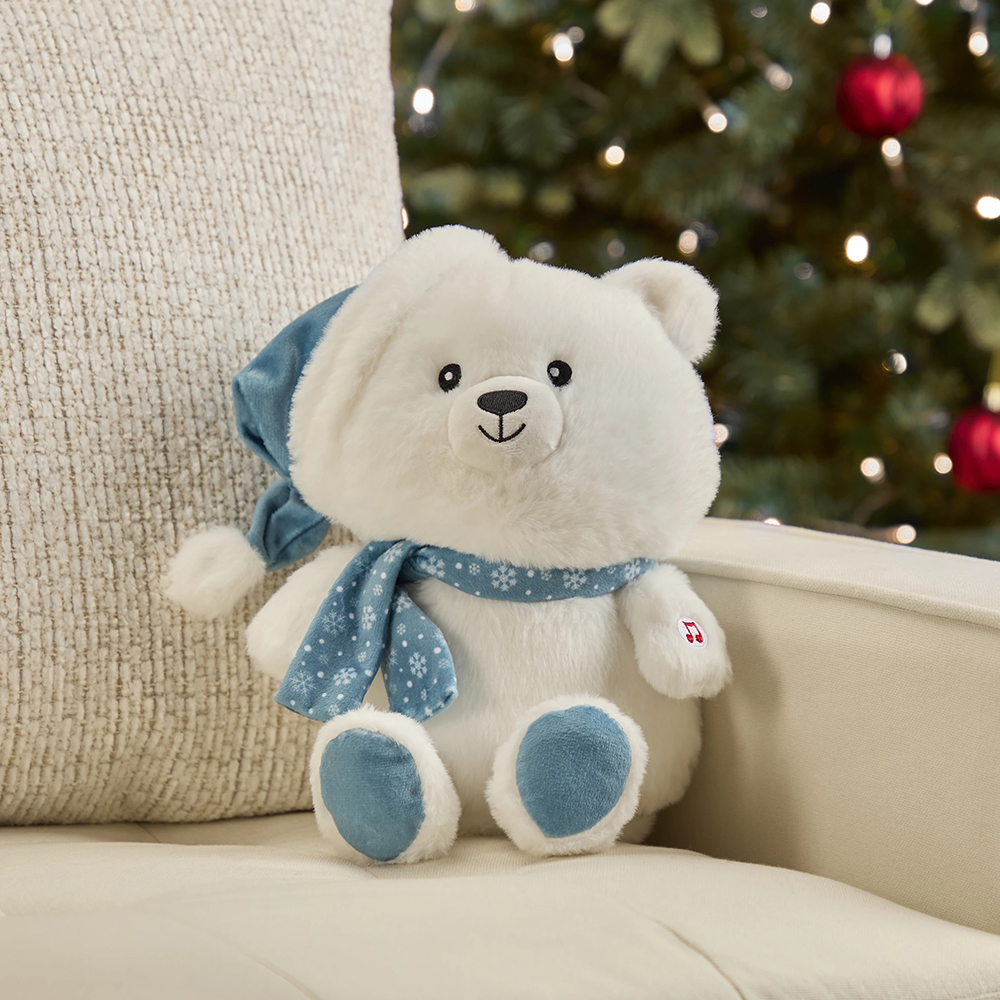 Decoratiune urs polar cu sunete si lumini, 26cm