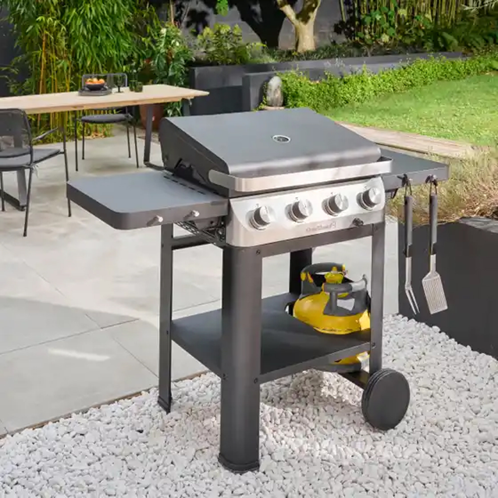 Gratar pe gaz GOODHOME Powell 101540284, 63x43cm, 4 arzatoare, negru