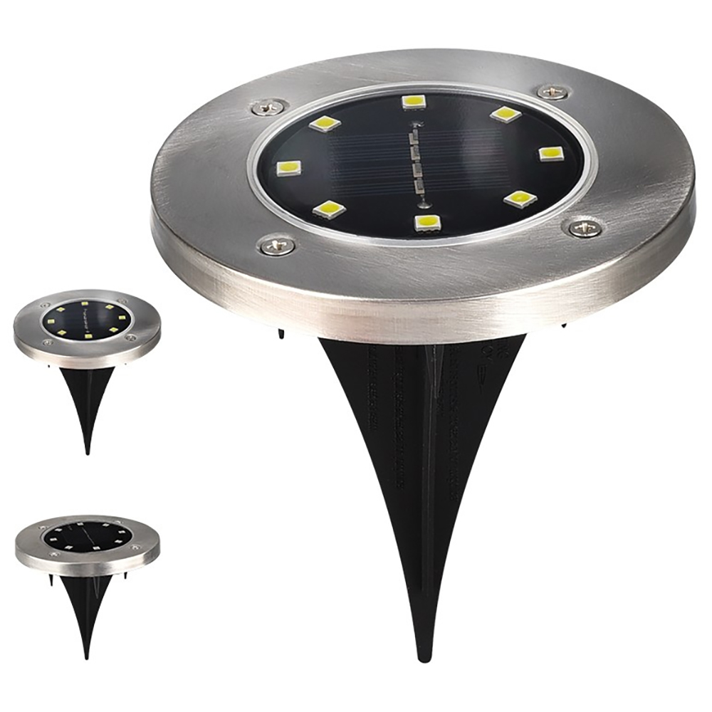 Set 4 lampi solare ENTAC EGSL-P1LS50-B4, IP66, argintiu