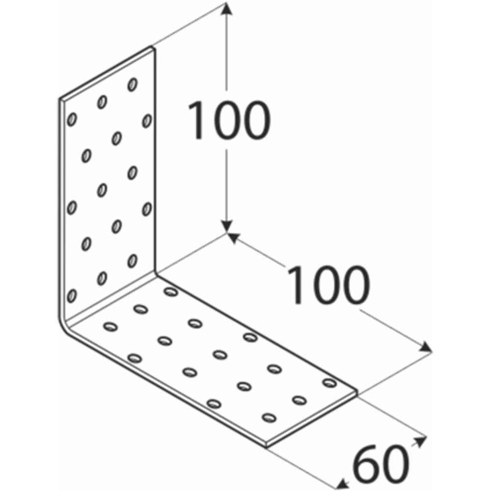 Coltar perforat DMX, 100 x 100 x 60 x 2 mm, otel
