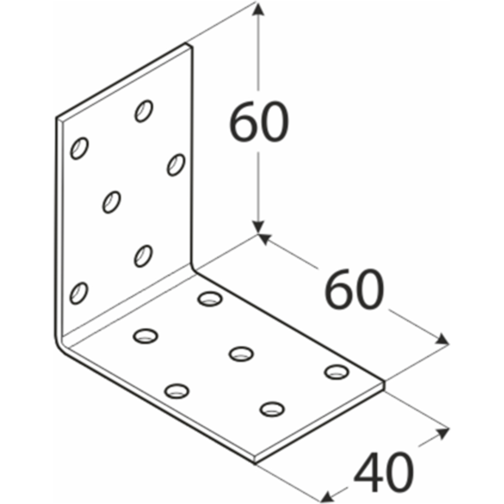Coltar perforat DMX, 60 x 60 x 40 x 2 mm, otel