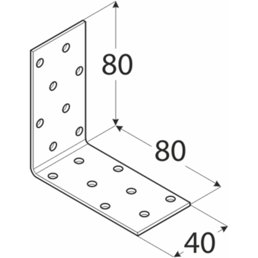 Coltar perforat DMX, 80 x 80 x 40 x 2 mm, otel