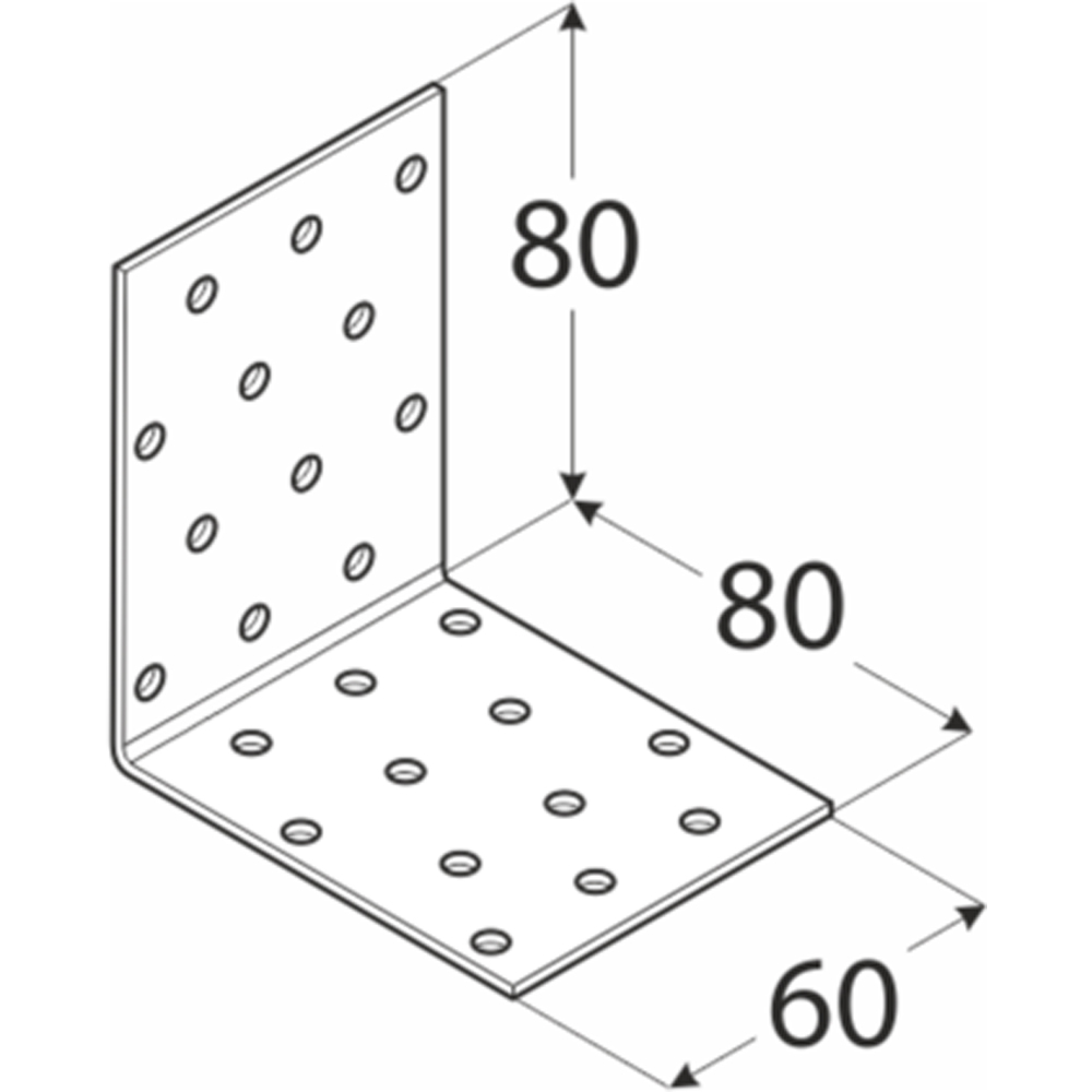 Coltar perforat DMX, 80 x 80 x 60 x 2 mm, otel