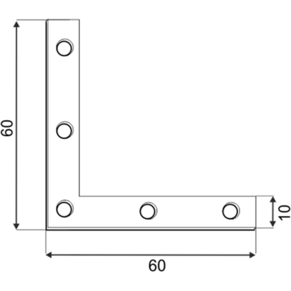 Coltar plat DMX, 60 x 60 x 10 x 2 mm, otel