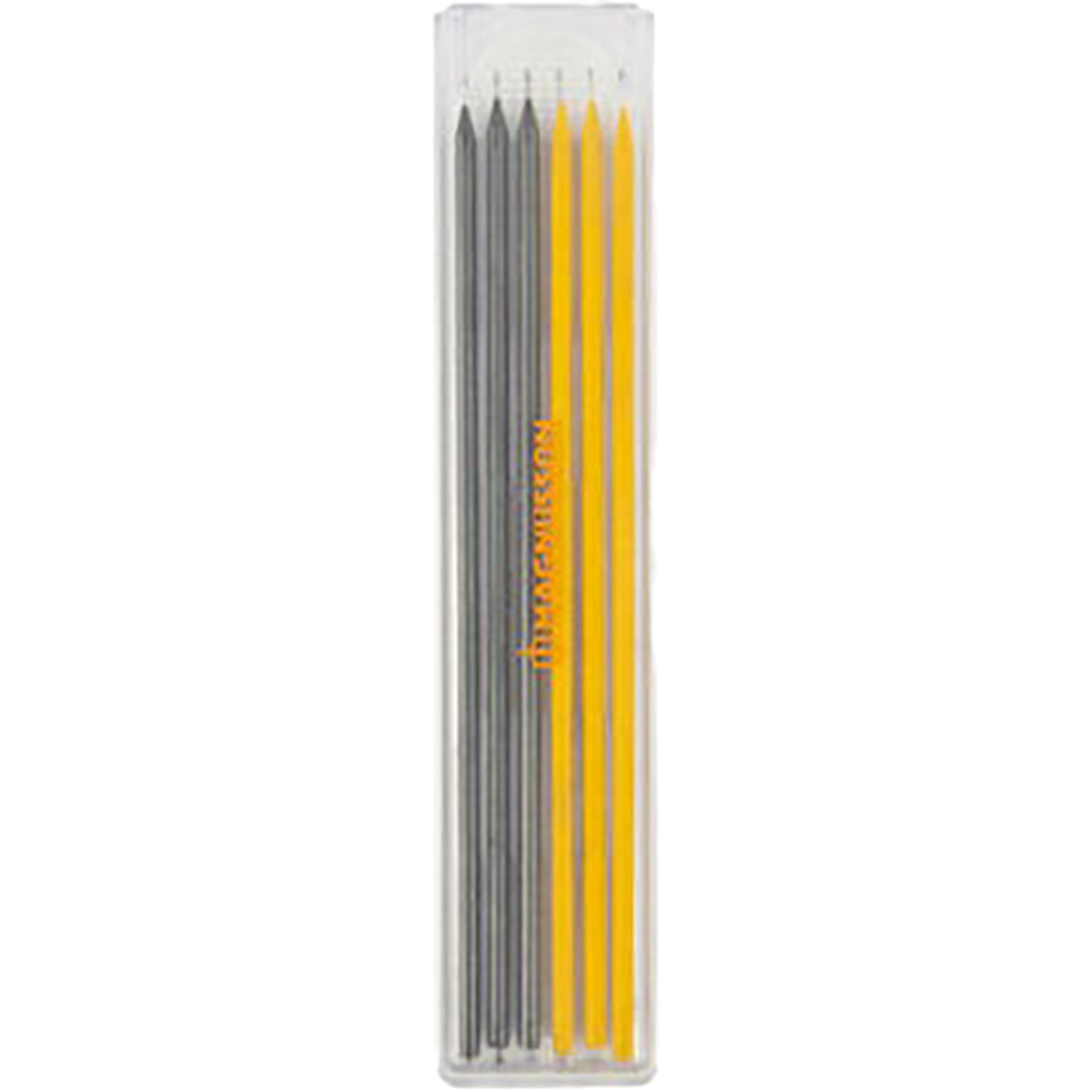 Set mine grafit creion tamplar MAGNUSSON, D 2.8 mm, ABS si policarbonat, galben/negru, 6 buc