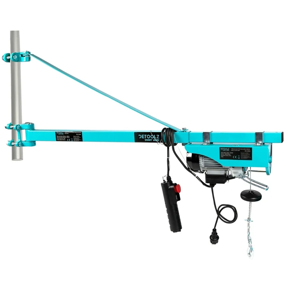 Macara electrica DETOOLZ, 500 kg, 800 W, 4 mm, otel si aluminiu, turcoaz