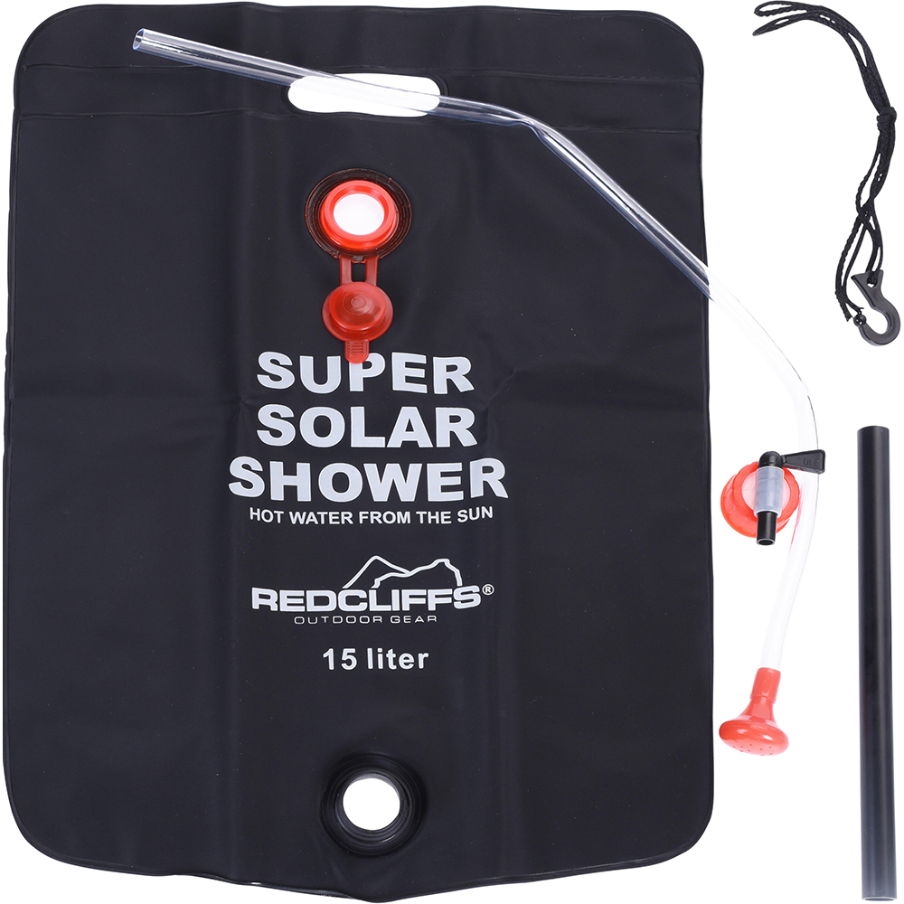 Dus camping solar, portabil, 15 l, negru