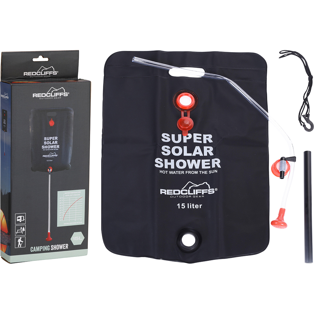 Dus camping solar, portabil, 15 l, negru